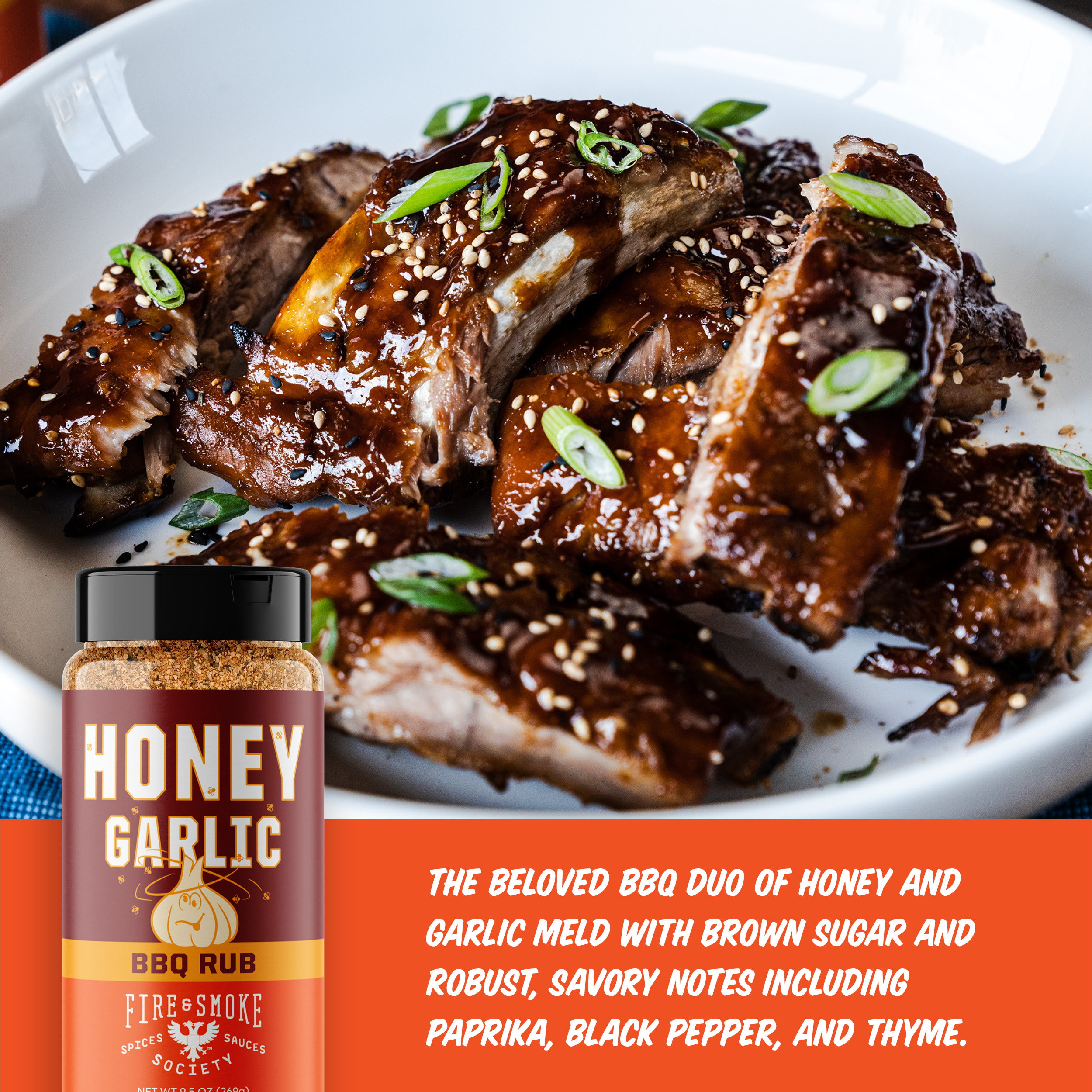 Fire & Smoke Society Honey Garlic BBQ Rub, BBQ Seasoning, 9.5 Ounce Mixed Spices & Seasonings - image 2 of 11
