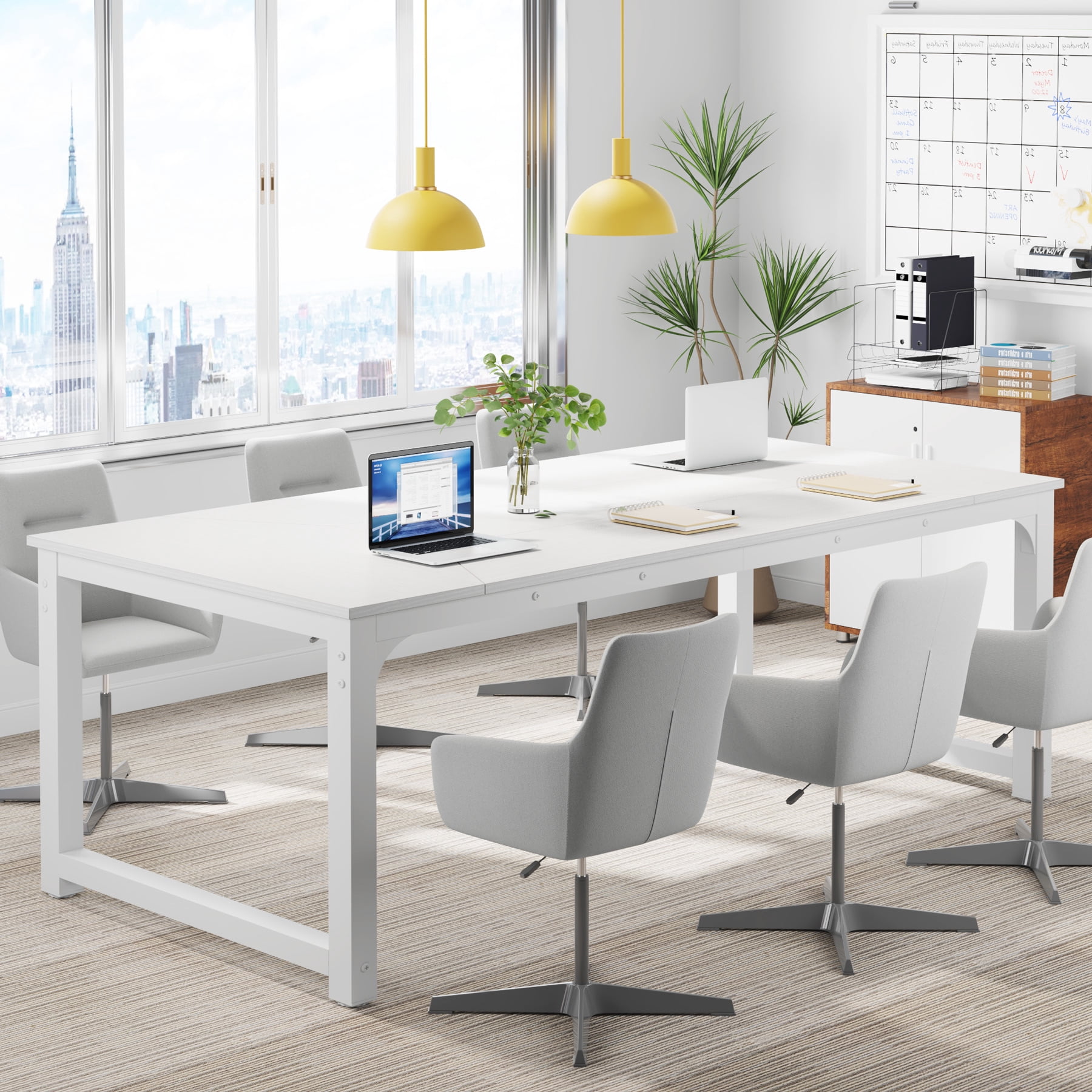 Tribesigns 78.7 Inch Large Computer Table, Modern Sturdy Writing Desk for Home Office, White