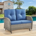 thumbnail image 2 of Behousewell Outdoor Glider Loveseat Sofa Wicker Rattan Glider Sofa,Patio 2 Seater Wicker Sofa with Thicking Back & Seat Cushions for Garden Balcony Backyard, 2 of 7