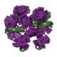 thumbnail image 1 of Rosas de cinta de satén mini Uxcell, pequeñas rosetas de flores de tela, con hojas verdes púrpura oscuro, 1 of 6