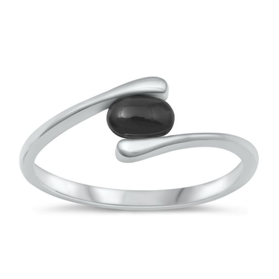 CHOOSE YOUR COLOR Black Simulated Agate Postmodern Ring .925 Sterling Silver Band CZ Female Size 5