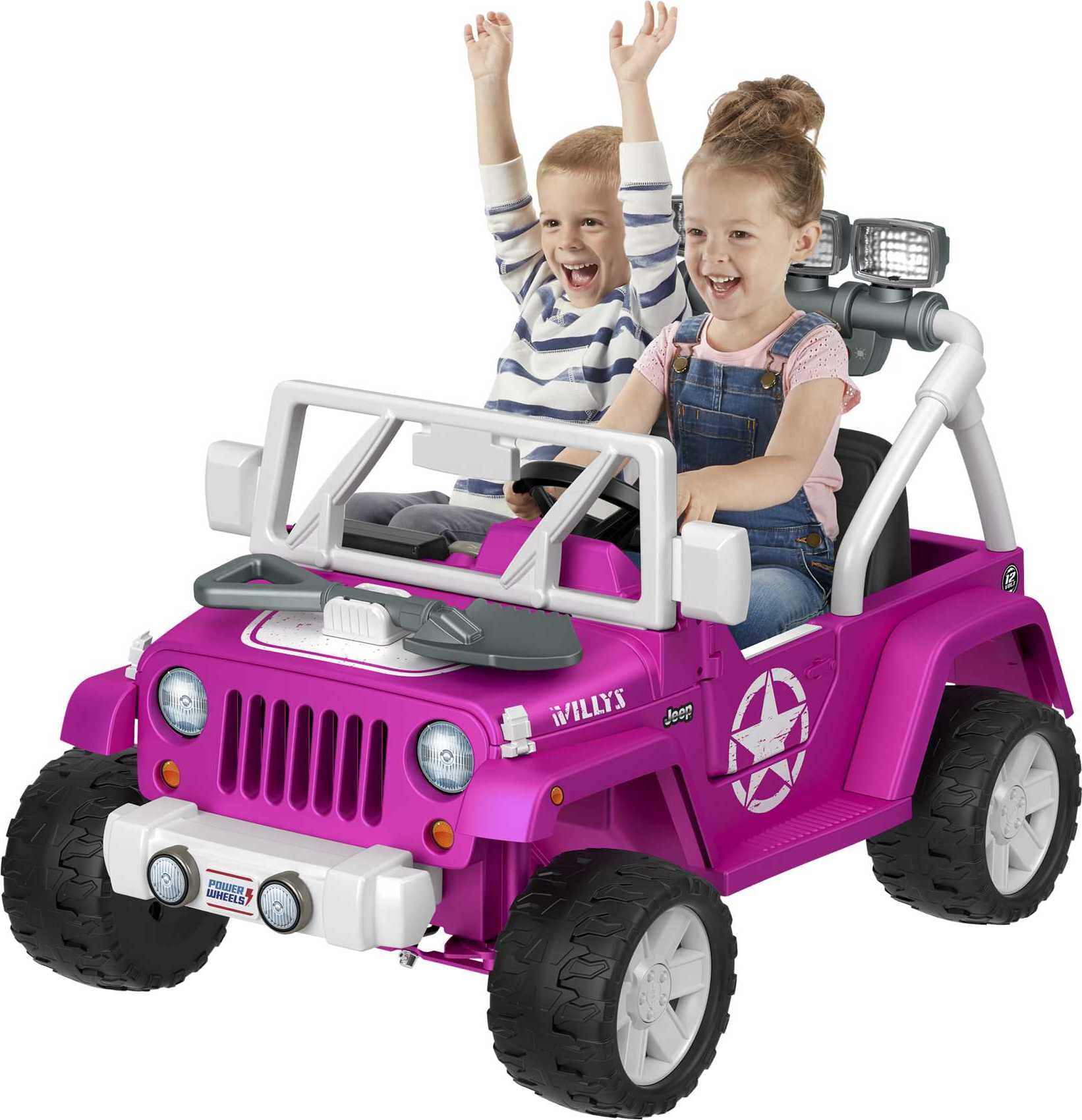 Power Wheels Jeep Wrangler Willys Battery-Powered Ride-On Vehicle with  Lights & Sounds, Pink 