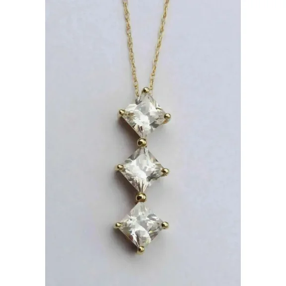 Women Beauty Pendant 14K Yellow Gold Plated 2Ct Princess Cut Lab-Created Diamond