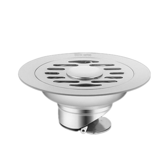 Stainless Steel Floor Drain 10cm Round Anti Odor Quick Drainage Shower Strainer Simple Install for Bathroom & Kitchen