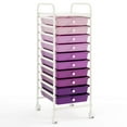 thumbnail image 1 of Costway 10 Drawer Rolling Storage Cart Scrapbook Paper Office School Organizer Purple, 1 of 10