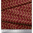 thumbnail image 2 of Soimoi Red Cotton Poplin Fabric Stripe & Leaves Printed Craft Fabric by the Yard 42 Inch Wide, 2 of 3