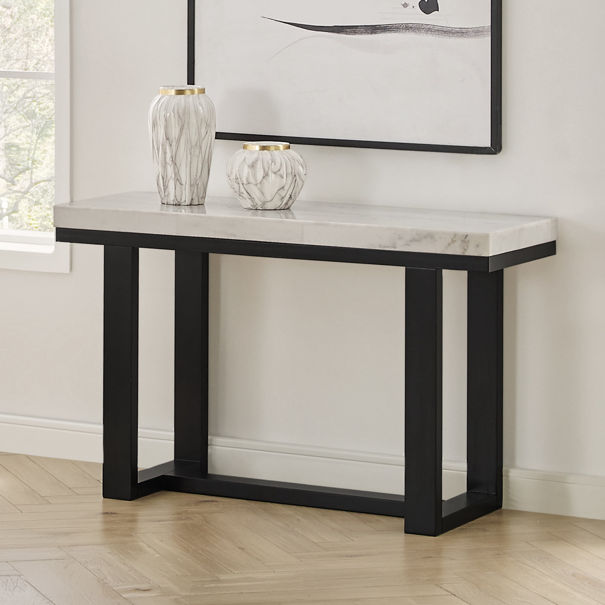 Steve Siver Artemis White Marble Top Console Table