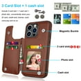 thumbnail image 2 of Takfox For Apple iPhone 14/14 Pro/14 Plus/14 Pro Max Wallet Case,With Card Slots Holder PU Leather Folio Flip Snap Closure Kickstand TPU Frame Bumper Cover,Brown, 2 of 7