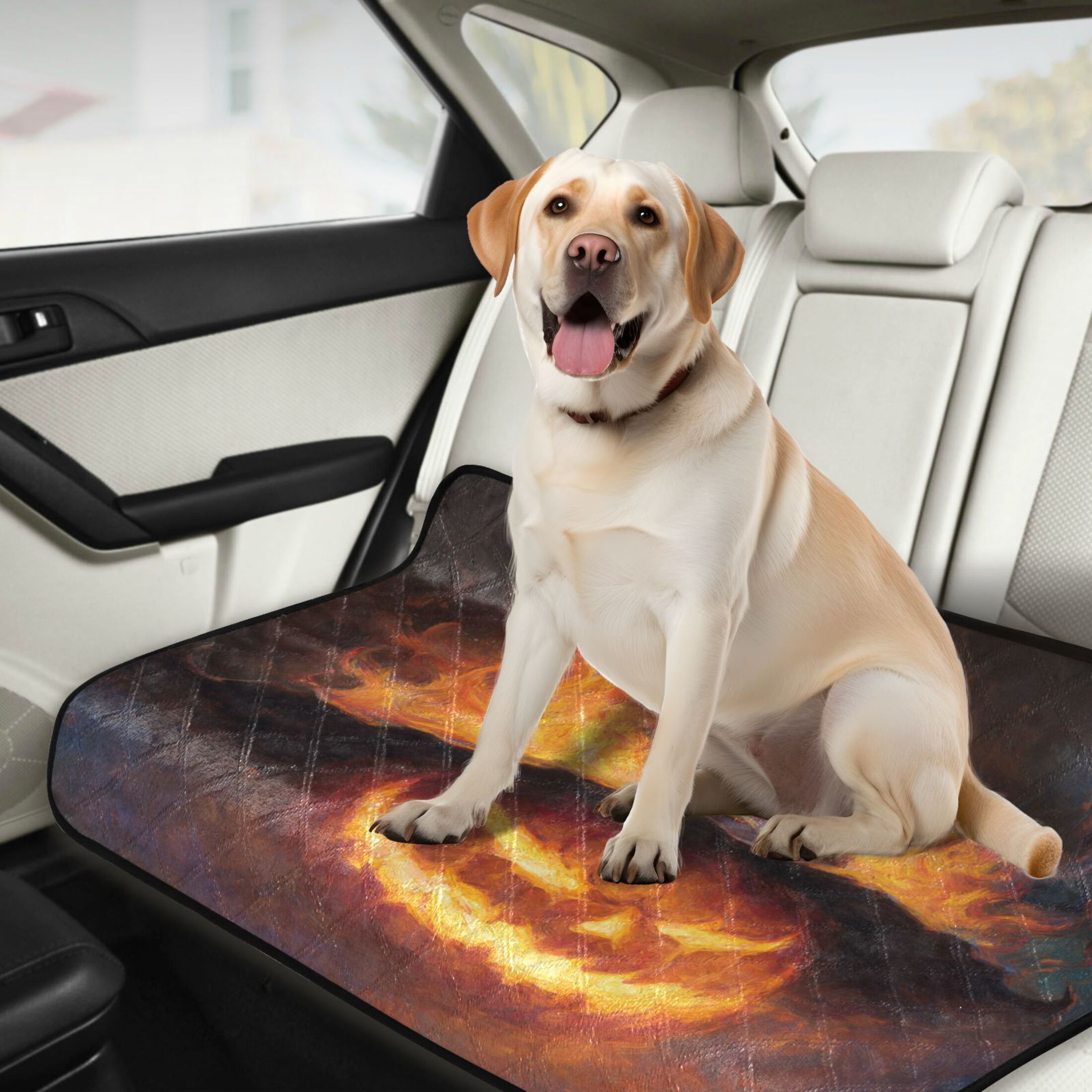 Qxltty Flaming Pumpkin Cat litter Pads Pet Set of 2 Diaper Mats Center Anti-leakage Layer Absorbent Soft and Comfortable