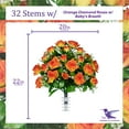 thumbnail image 2 of Sympathy Silks Artificial Cemetery Flowers - Orange Diamond Rose With Baby's Breath - Bouquet for Vase, 2 of 5