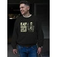 thumbnail image 2 of Eat Drink and Be Scary Skeleton Halloween Graphic - Men's Sweatshirt, 2 of 4