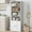 White, variant on Farmhouse Bookcase with Doors, 11.8" Deep Display Storage Cabinet – 71.4" Tall Engineered Wood L-Shaped Floor-Mounted Bookshelf with 4 Open Shelves & Cabinet, Gray