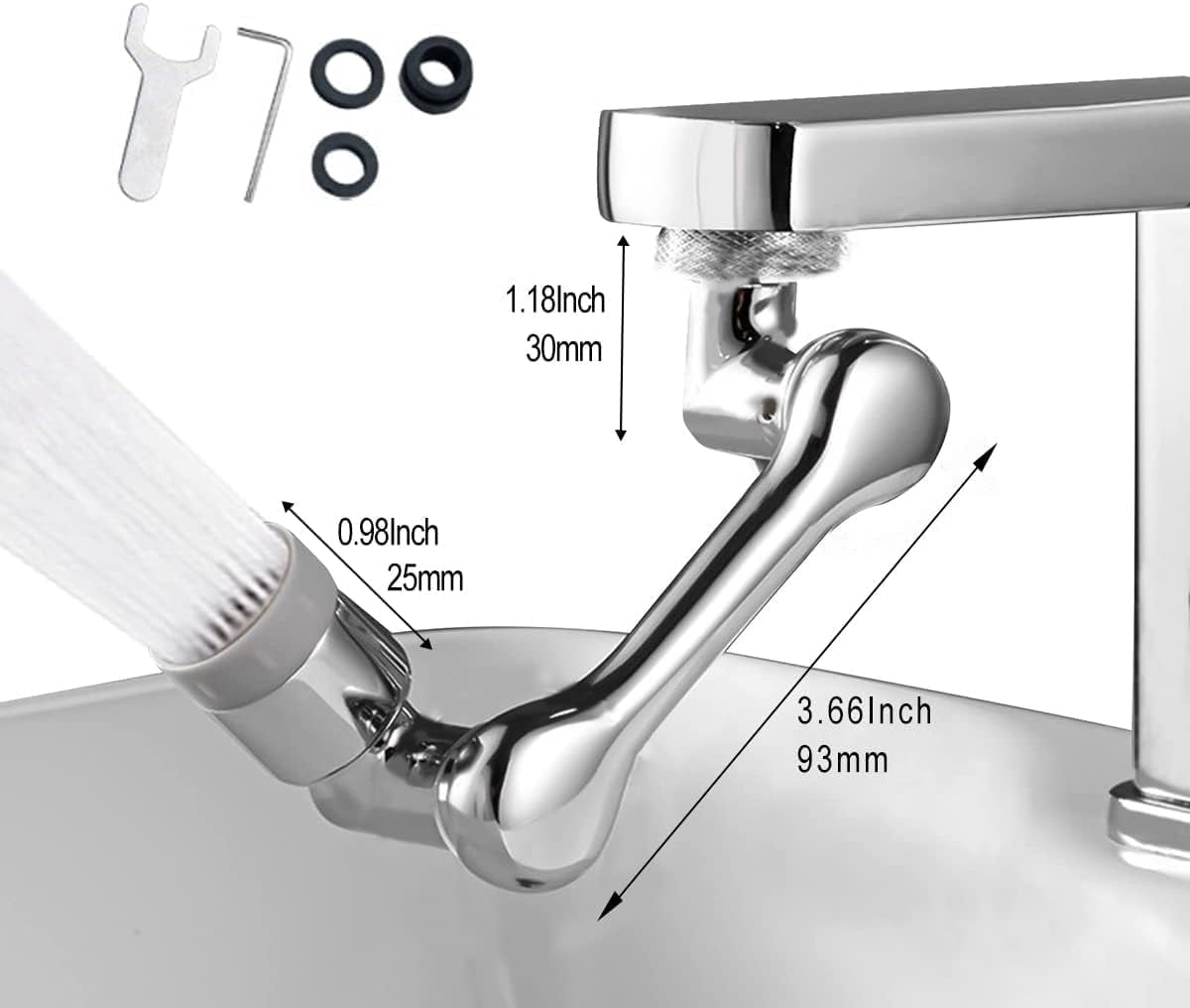 1080° Rotating Faucet Aerator Universal Splash Filter Faucet 1080 Degree Big Angle Swivel Faucet Extender Aerator Kitchen Tap Extend Bathroom Sink Gargle Face Wash Faucets Bubbler (Dual Mode)