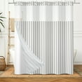 thumbnail image 3 of Mizhona Modern Minimalist No Hooks Shower Curtains with Snap in Liner White and Grey Stripes Aesthetic Hookless Fabric Bathroom Curtain，71"× 86", 3 of 5