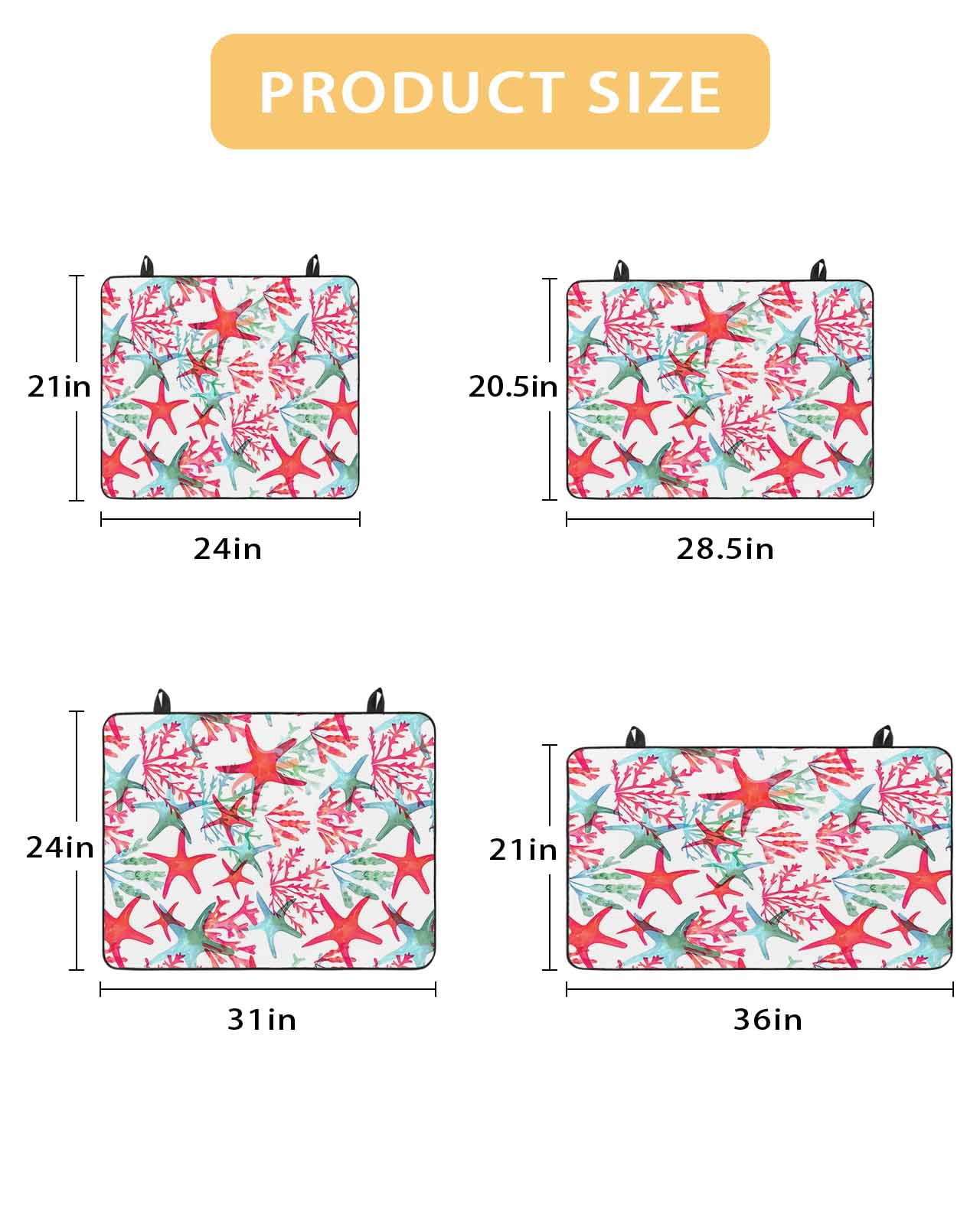 nqOlkjepod Large Induction Cooktop Protector Mat 36"x21", Summer Red Starfish Stove Top Covers for Electric Stove, Green Coral Coastal Ocean Abstract Stove Burner Cover Mats, Glass Top Stove Cover
