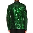 thumbnail image 3 of INSPIRE CHIC Sequin Tuxedo for Men's Argyle Pattern Peak Lapel Prom Shiny Blazer M Green, 3 of 6
