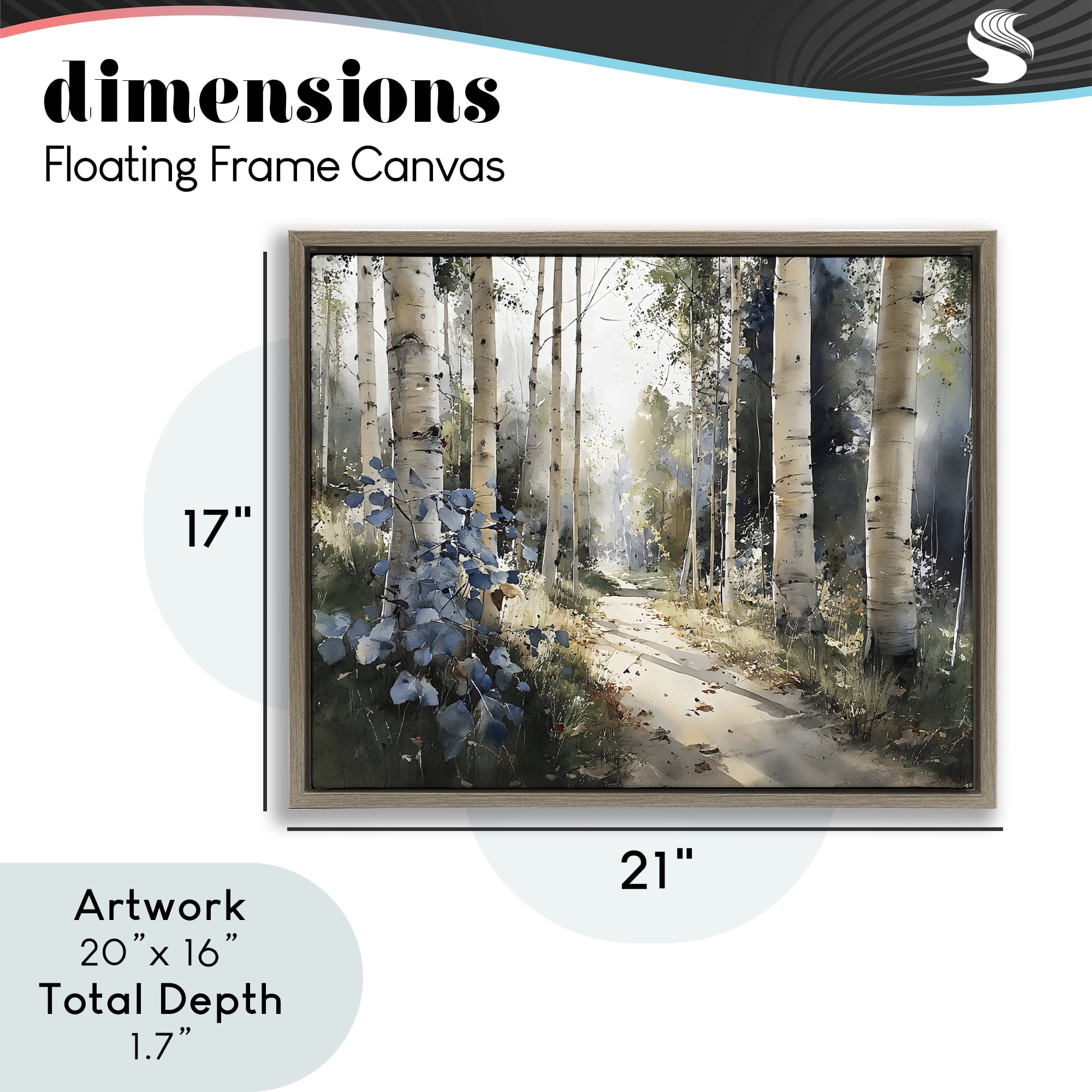 Stupell Industries Blue Birch Sunlit Forest Brown Framed Floater Canvas Wall Art, design by Franklyn Gregory