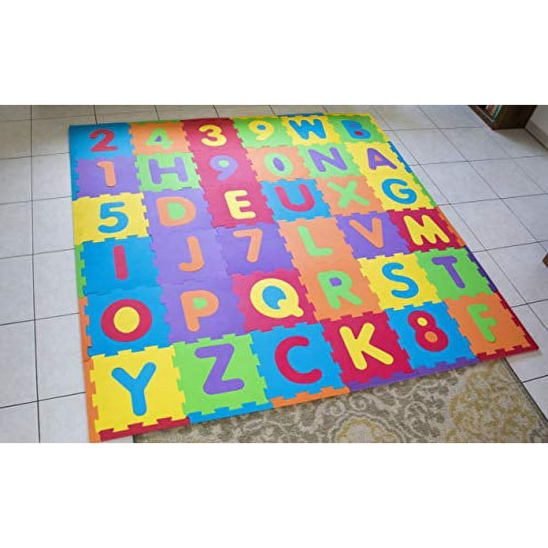 ToyVelt Foam Puzzle Floor Mat for Kids – Interlocking Play Mat with Colors,  Alphabet, ABC, 3+ years old