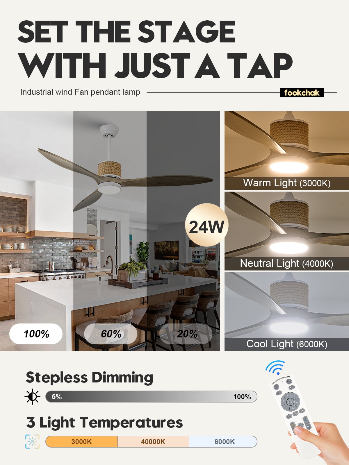 60in Boho White Ceiling Fan Lights with Remote Control 3 Blade Hemp Rope Ceiling Fans with Light Coastal Weathered Wood Ceiling Fan Outdoor Farmhouse Fan Light for Patio Living Room Kitchen
