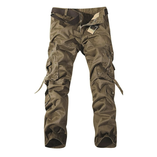 DPTALR Pantalon Décontracté d'Extérieur pour Hommes, Ample, Multi-Poches, Lavé