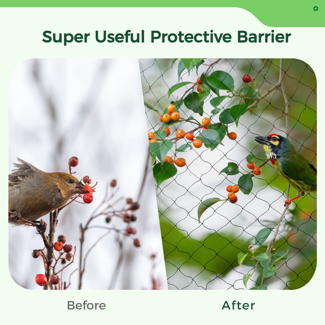 Bird Netting, Heavy-Duty Bird Poultry Netting for Garden, Fruit Trees, Chicken Coop, 50 x 50 ft, Black