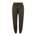 thumbnail image 4 of Sngxgn Woman Pants Women Casual Solid Pants Drawstring Elastic Waist Long Wide Leg Pants(Coffee,XL), 4 of 4