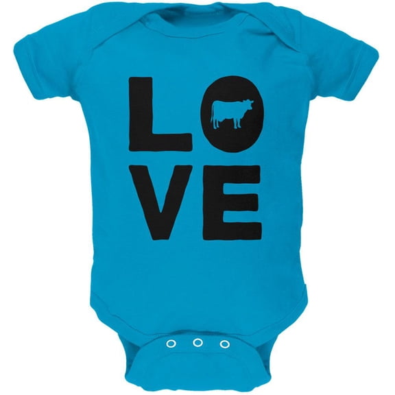 Cow Love Soft Baby One Piece Turquoise 0-3 M