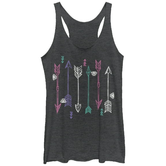 Women's Lost Gods Arrow Sketch Print  Racerback Tank Top Black Heather Medium