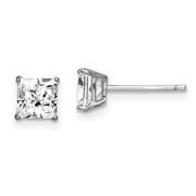 Primal Silver Sterling Silver Rhodium-plated Cubic Zirconia 5mm Square Post Earrings