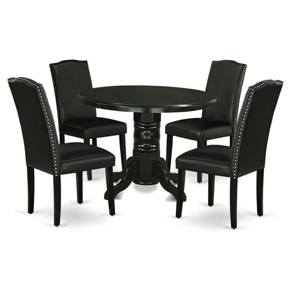 Atlin Designs 5-piece Wood Dining Table Set in Black