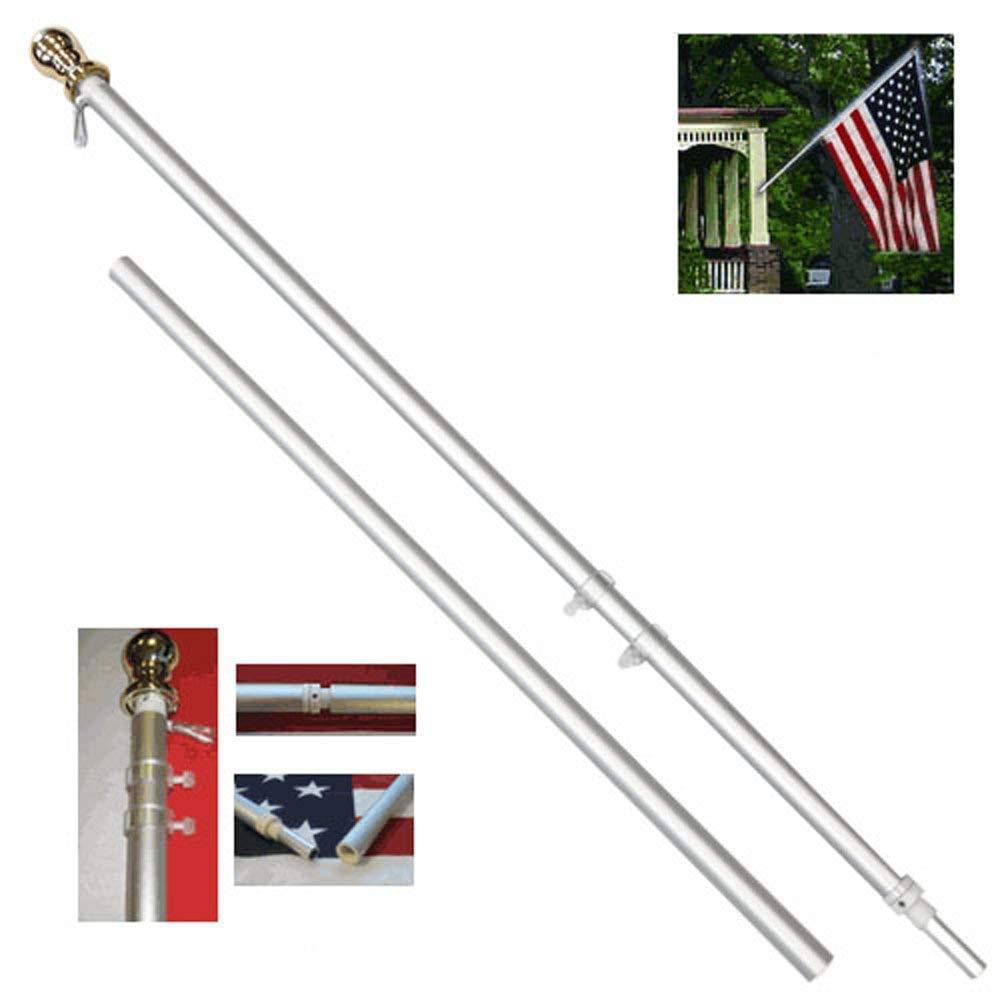 FlagsImp 6 Foot Aluminum Silver Pole with Ball 