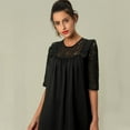 thumbnail image 3 of ebukurty Black Dresses for Women Lace Casual Round Neck Short Sleeve, Sizes M-XL, 3 of 5