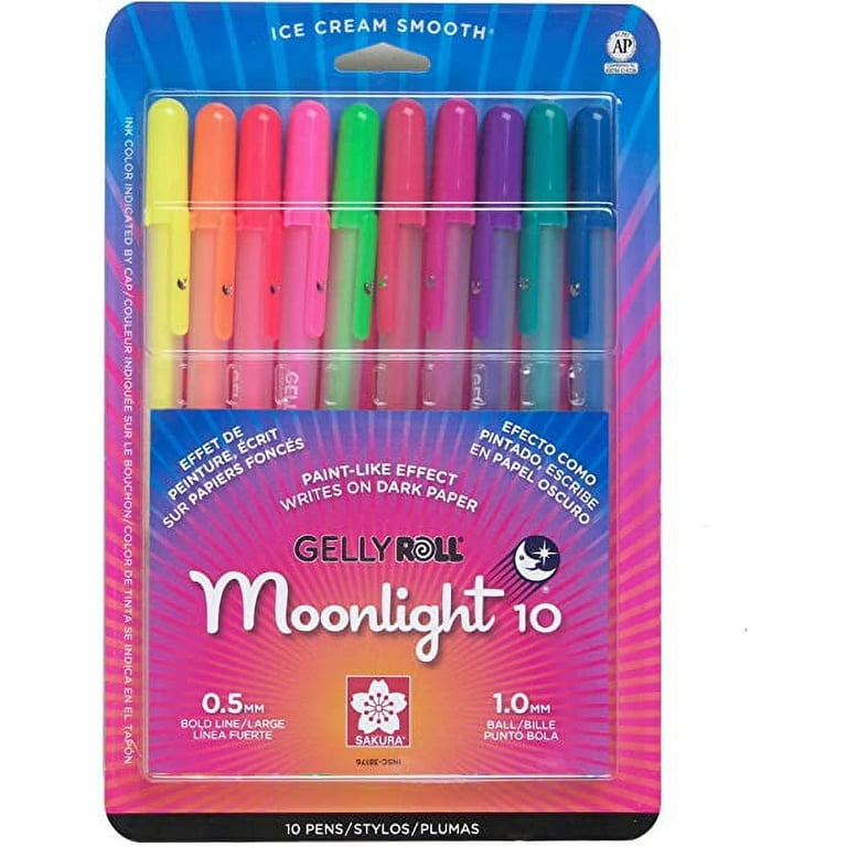 Sakura 38176 10-Piece Gelly Roll Assorted Colors Blister Card Moonlight 10 Bold Point Gel Ink Pen Set