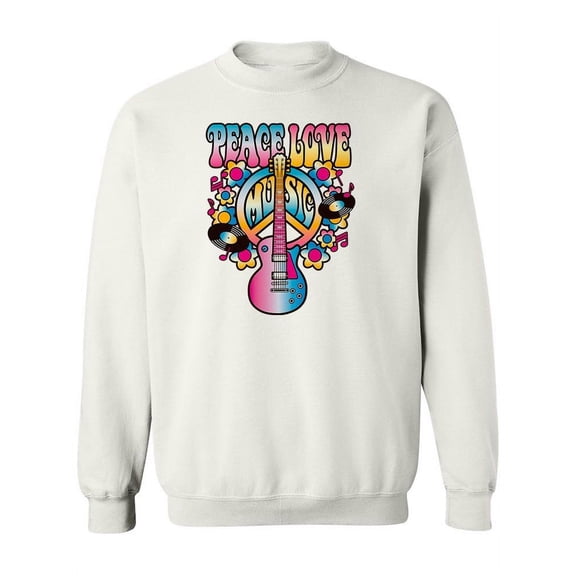 Guitar And Peace Symbol Sweatshirt Women -Image by Shutterstock, Female 5X-Large