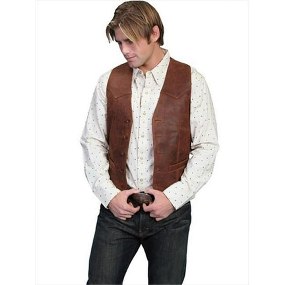 Scully  Mens Leather Lamb Western Vest - Brown - Size 48