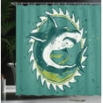 thumbnail image 4 of Ambesonne Green Shower Curtain, Shark Hunter Marine Art, 69"Wx84"L, Green, 4 of 5