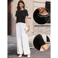 thumbnail image 2 of DARING DIVA Women's Tweed Neck Tops 2026 Short Sleeve Summer Elegant Blouse XS Black, 2 of 6