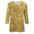 thumbnail image 4 of Enjoytime Womens Casual 3/4 Sleeve Blouses Round Neck Cute Tunic Tops Sequin Print Fall Oversized Blouse Loose Fit Pullover Top, 4 of 5