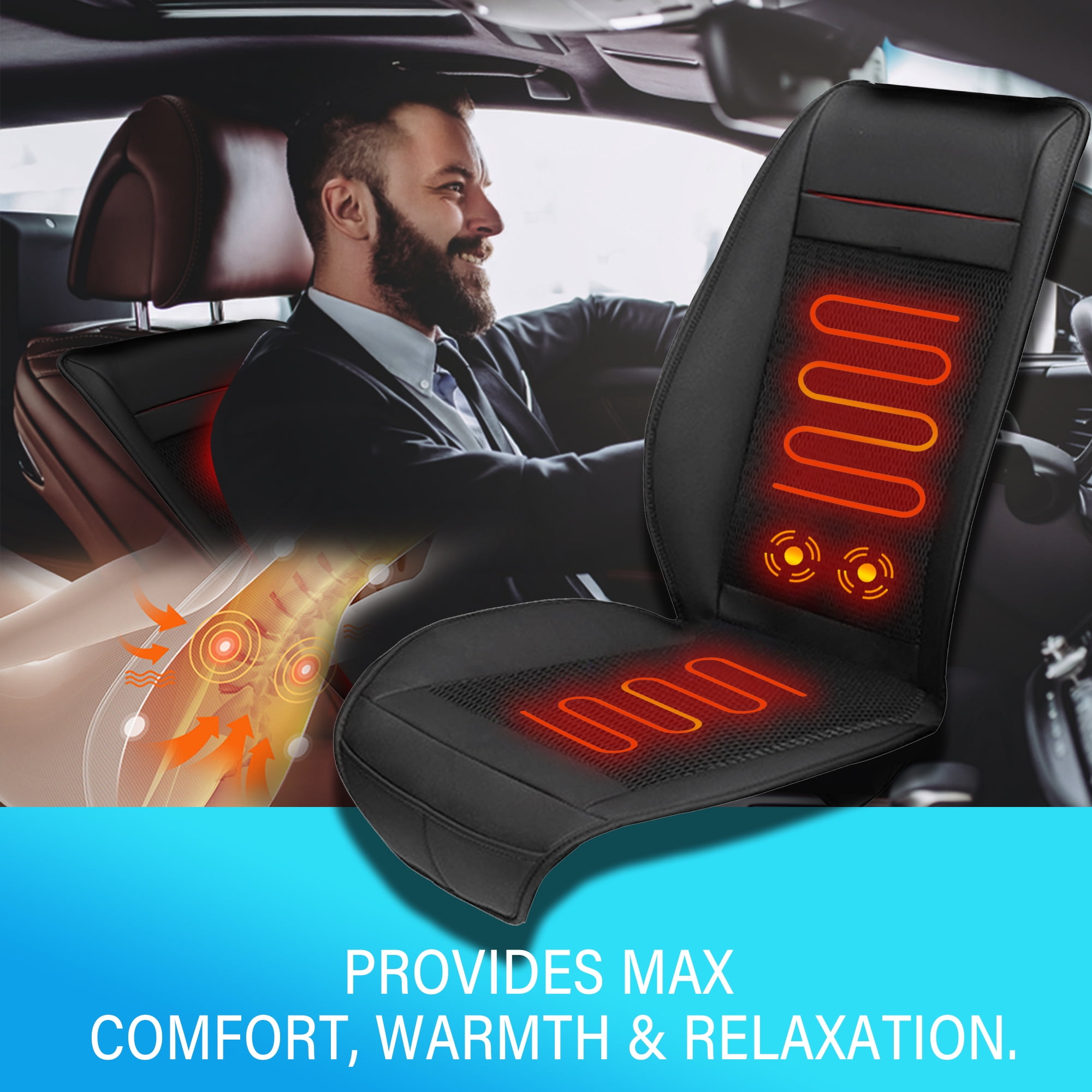 Practisol 12V Cooling and Heated Car Seat Cover Cooling Car Seat Cushion Ventilated Seat Heater Cooler Massage Seat Cushion with Heat Winter Summer Use