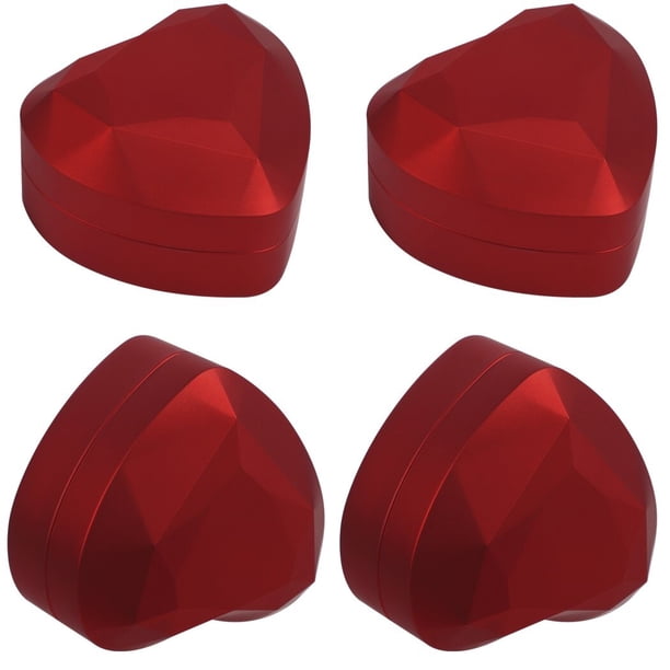 Jinlaili Caja De Anillo Con Luz LED - Joyero De Terciopelo En Forma De Corazón, Regalo Perfecto Para Propuesta De Compromiso O Boda (Rojo, 7x6.5x4.5cm)