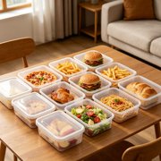 Plastic Refrigerator Storage Container,Reusable Rectangular Food Storage Container with Snap Locking Lids for Kitchen,Stackable Meal Prep Containers for Freezer Kitchen Organization(Clear,5.3x3x2)