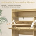 thumbnail image 3 of Danpinera Home Slim 4-Drawer Shoe Cabinet for Entryway, Narrow Wooden Shoe Storage with Fluted Design, Adjustable Shelves & Open Rack, Natural Oak, 3 of 9