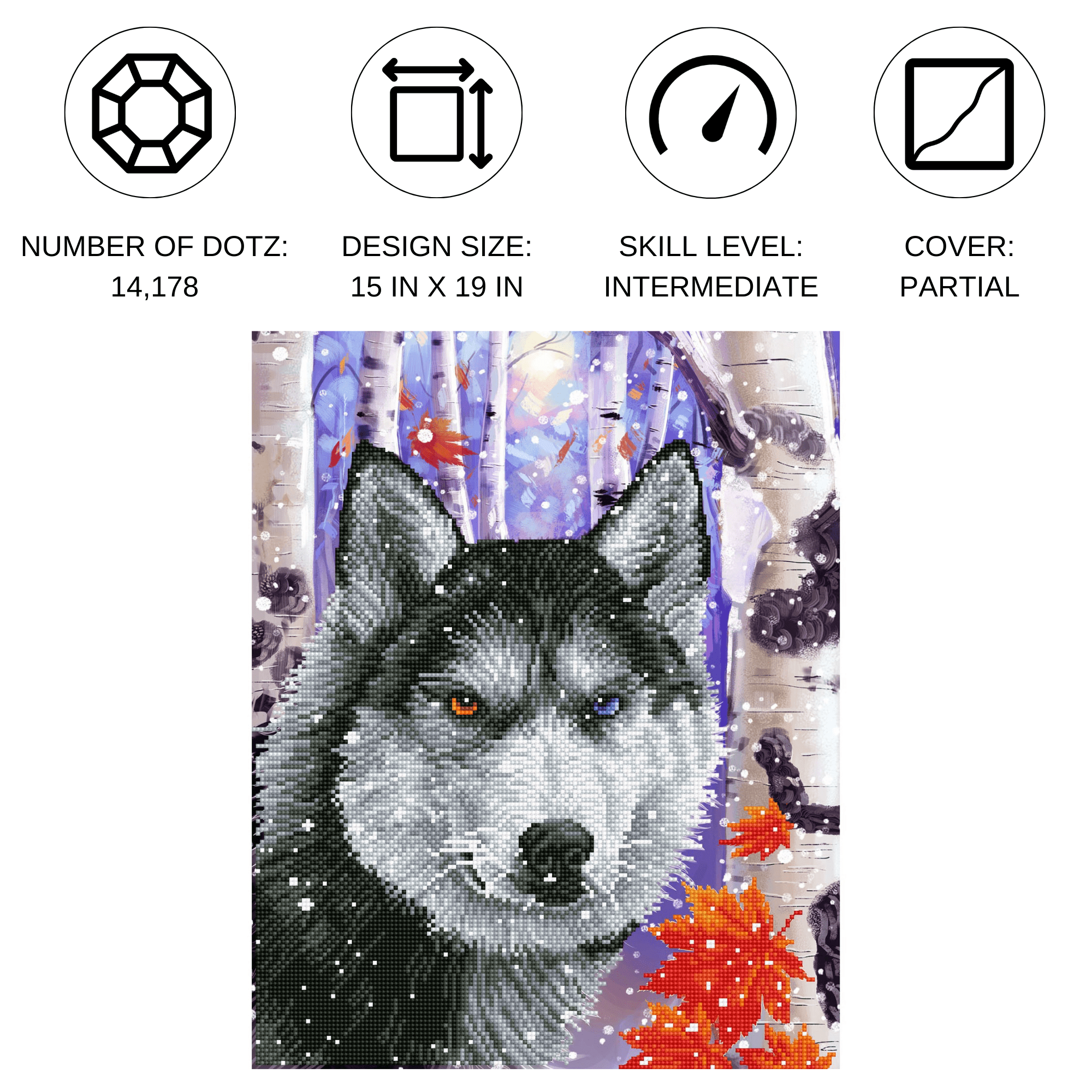 Diamond Dotz Forest Wolf Animal Diamond Painting Kits for Adults - Diamond Art Kits a Relaxing Creative Craft Kit with Dotz Gems 15"x19"