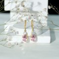 thumbnail image 5 of Lab Grown Pink Sapphire Drop Earrings with Moissanite, Lever Back Earrings - AAAA Grade, 10K Yellow Gold, 5 of 8