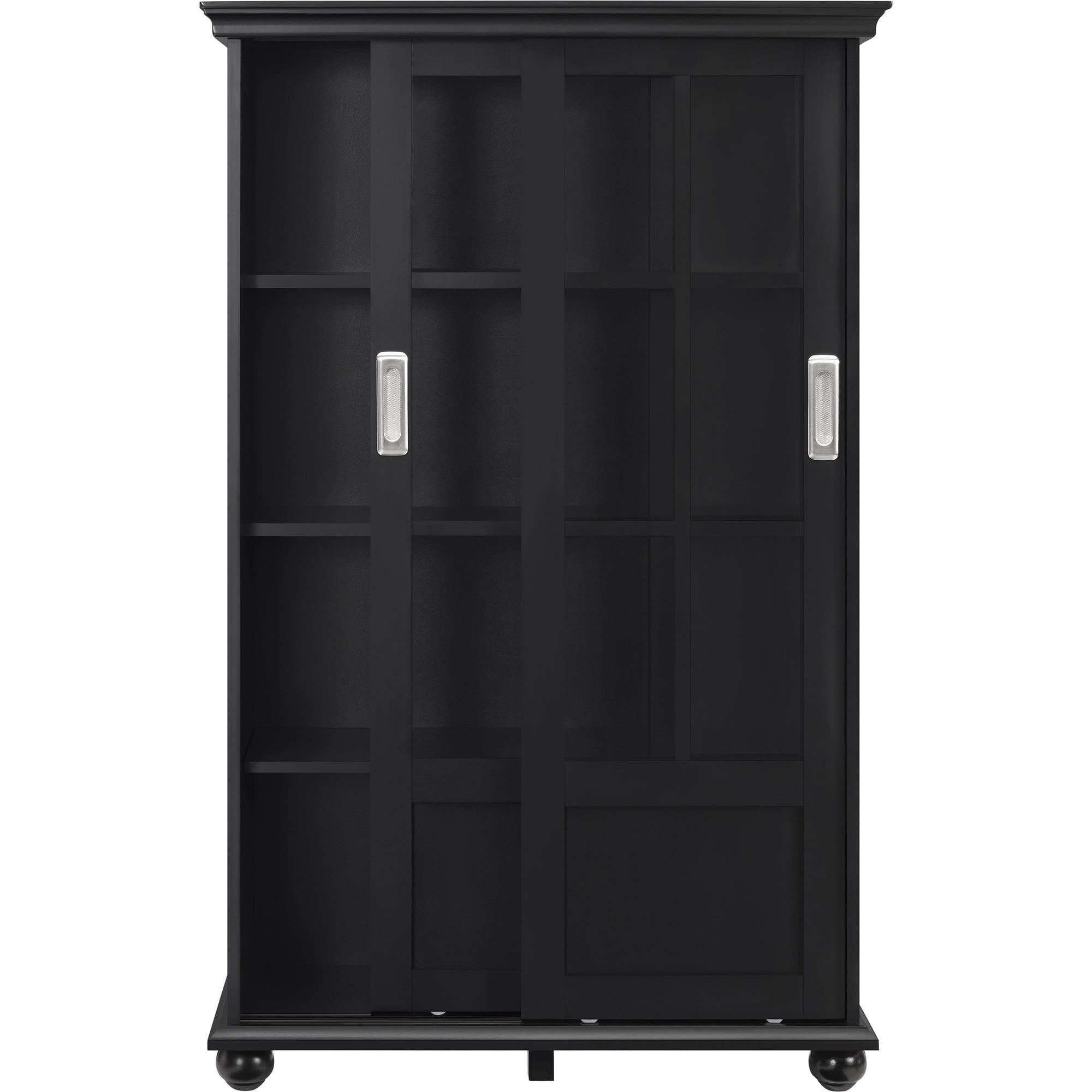 Ameriwood Home Aaron Lane Bookcase with Sliding Glass Doors, Black