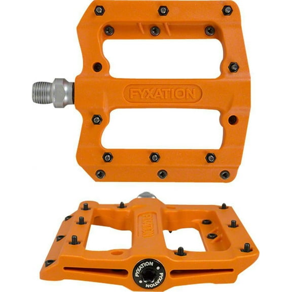 Fyxation Mesa MP Platform Pedals 9/16" Nylon Body 20 Removable Grip Pins Orange