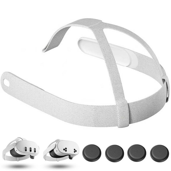 Replacement Head Strap for Meta Quest 3/3S,Original Oculus Quest 3 Comfort Headband,4 Thumbstick Caps Included,Adjustable & Breathable Design-VR Head Strap Accessories