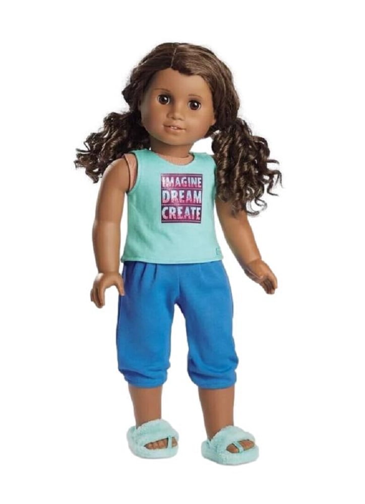 American Girl Doll Outfit Gabriela's PJs for 18" Truly Me Dolls Blue Pajamas Slippers