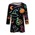 thumbnail image 5 of WTOBBY Women's Halloween Theme Round Neck Printed Top with 3/4 Sleeve, Casual Loose Fit Blouse for Fall Season, Comfortable Fashion Apparel and Daily Wear,Black L, 5 of 5