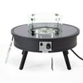 thumbnail image 4 of LeisureMod WBL-29-GL 20 x 29 x 29 in. Walbrooke Outdoor Patio Aluminum Round Fire Pit Side Table with Lid & Fire Glass, Black, 4 of 14
